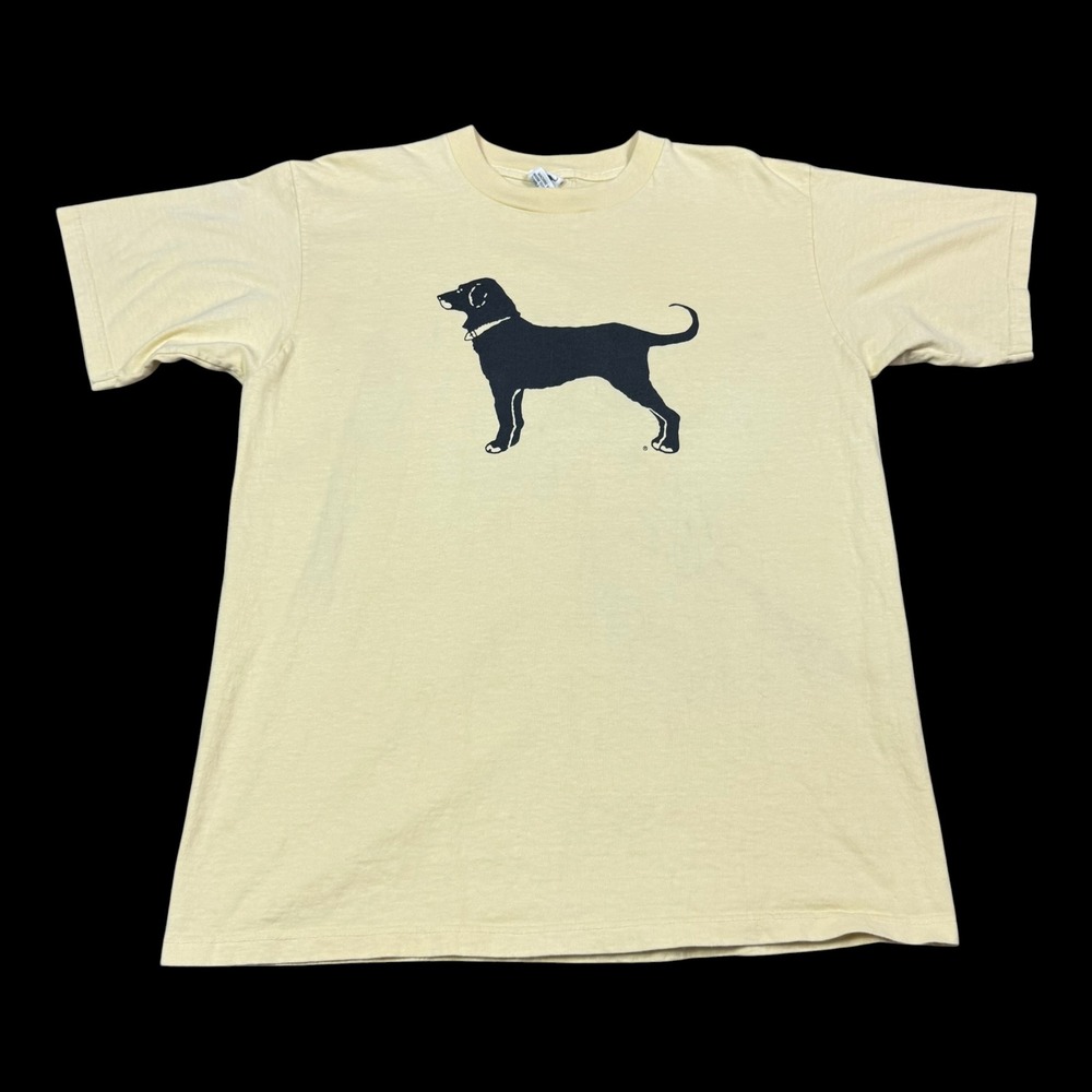 Vintage 1998 The Black Dog Yellow Double Stitch Yellow Shirt Men's Large FLAW